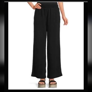 Black, wide leg. pull-on pants